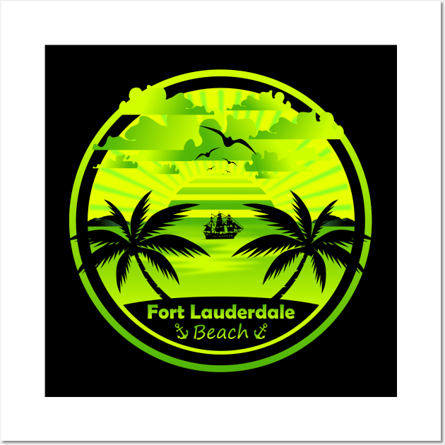 Fort Lauderdale Beach, Palm Trees Sunset, Florida Summer Wall Art by Jahmar Anderson